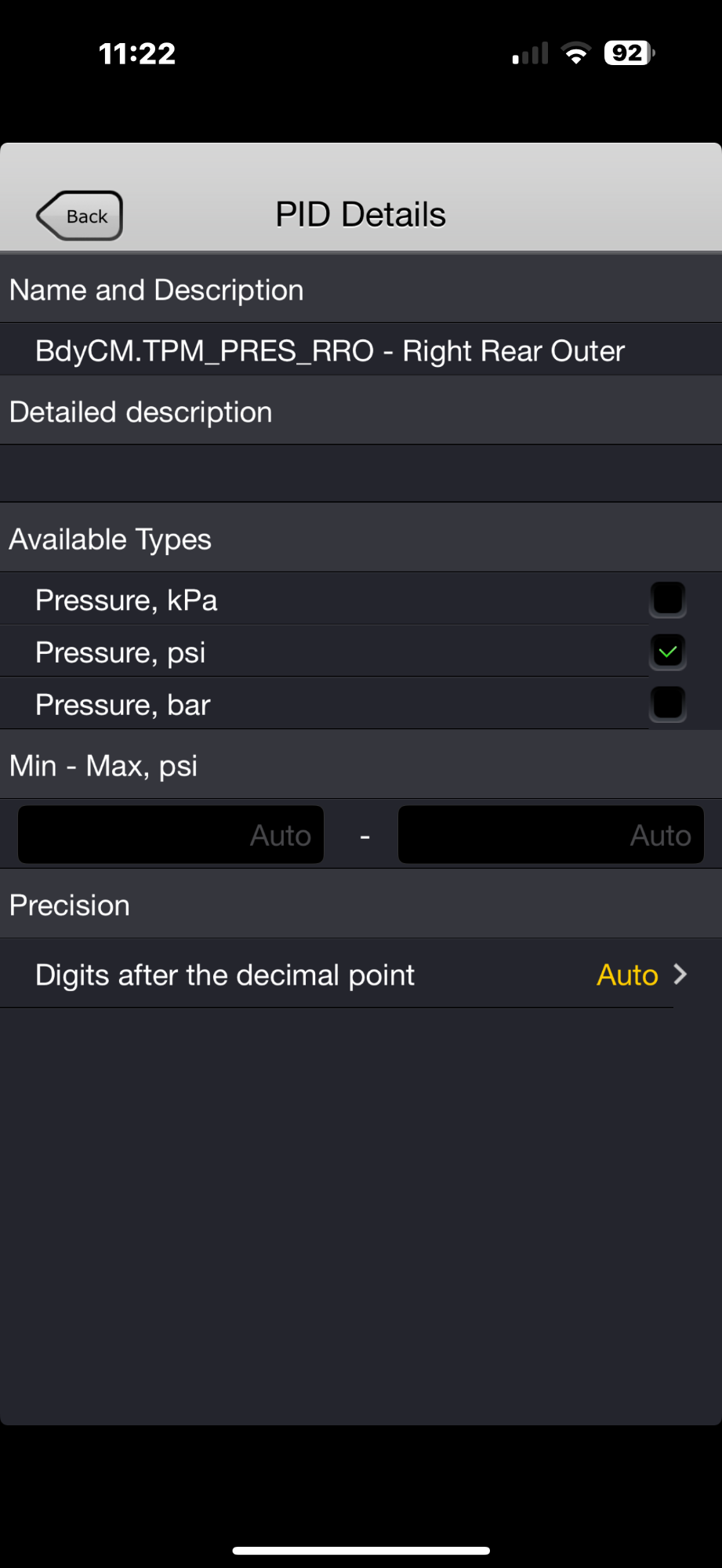 Forscan TPMS data